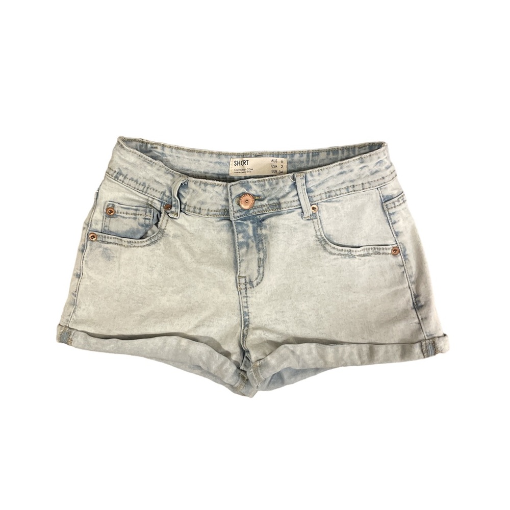 Cotton On Denim Booty Shorts Light Wash